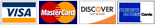 We accept Visa, Mastercard, Discover, and American Express credit cards